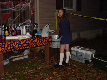 'Smart School Girl With Glasses' tending bar.