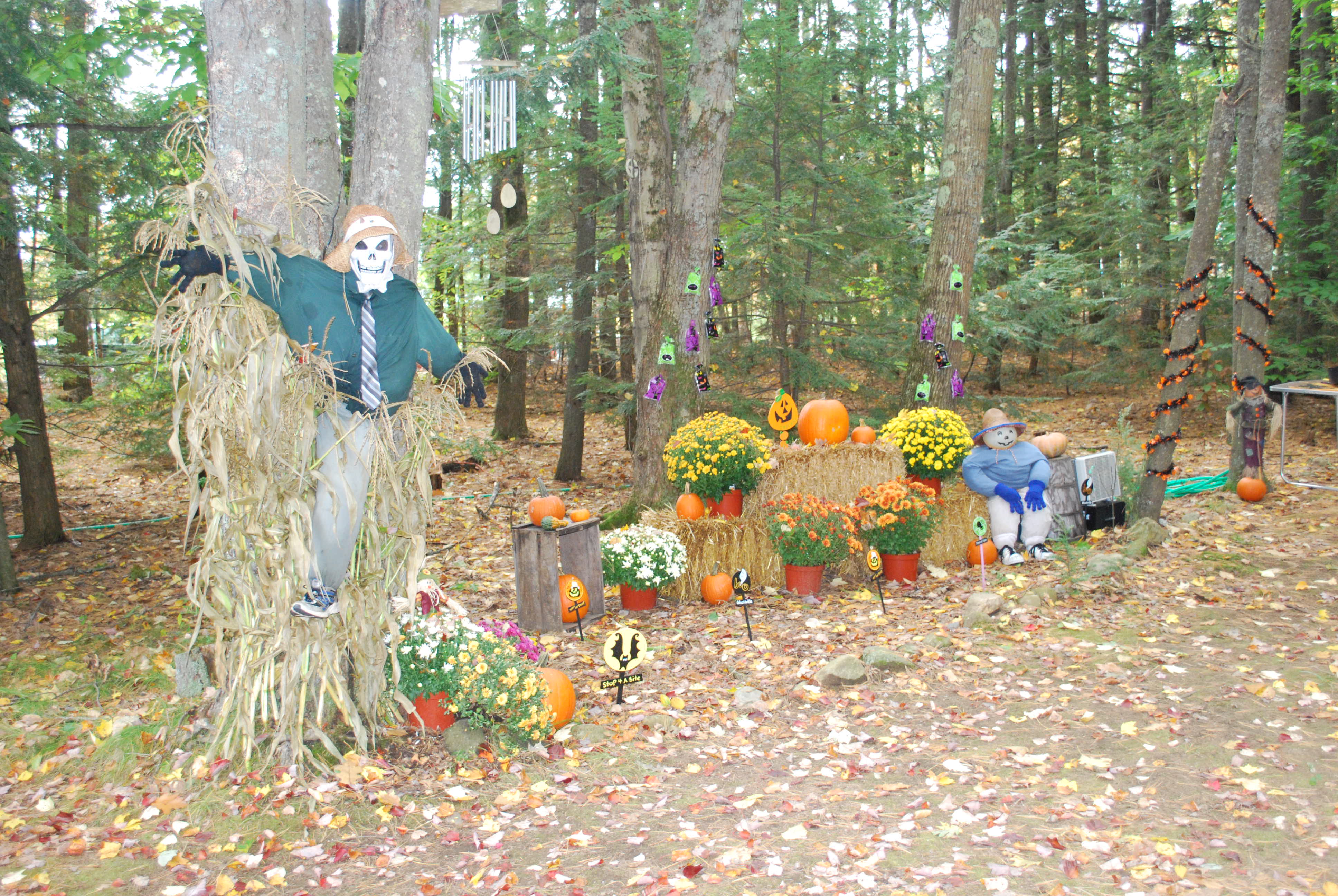 Worker Scarecrow, Hay Bale and Harvey Scarecrow.