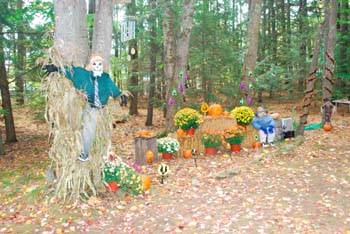 Worker Scarecrow, Hay Bale and Harvey Scarecrow.