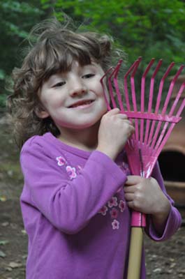 Angelina and her rake.